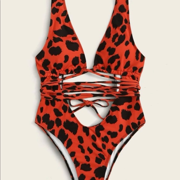 Red leopard one piece - Picture 2 of 3